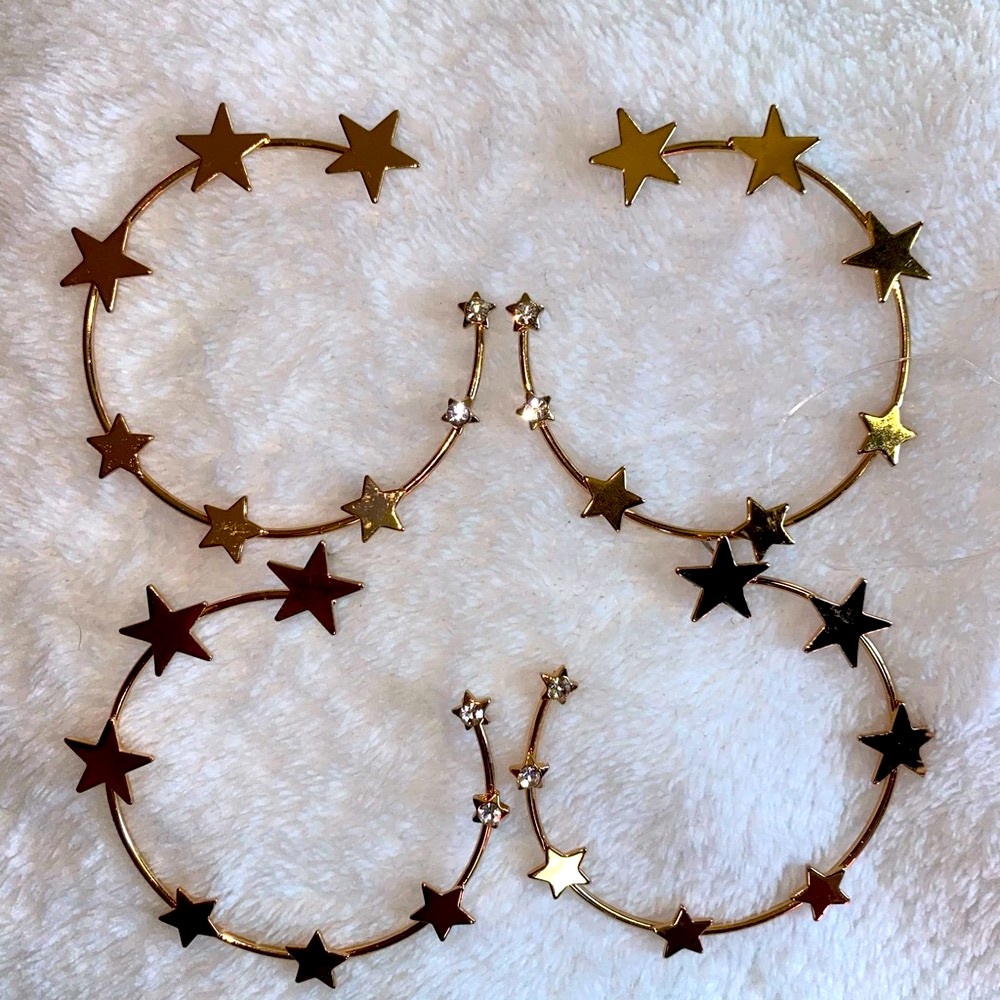 1-pairs oversized hoops golden overlay